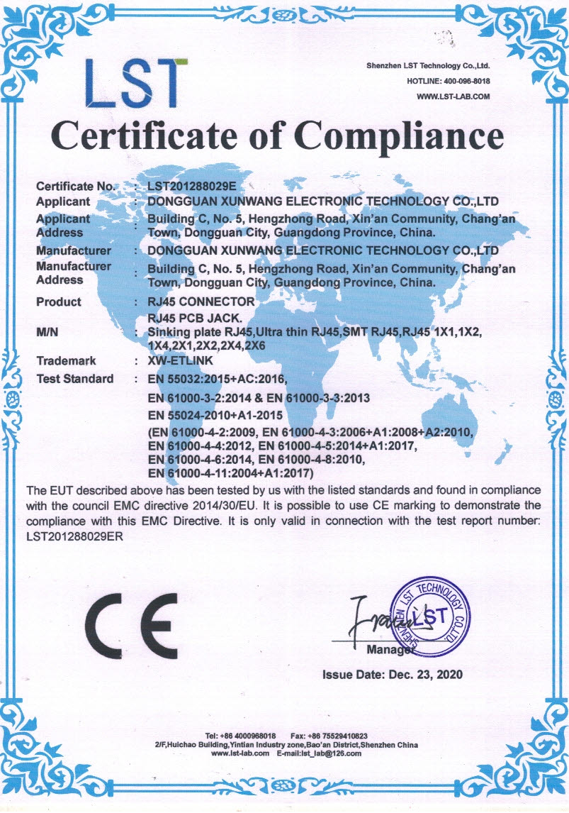 RJ45 CE certificate